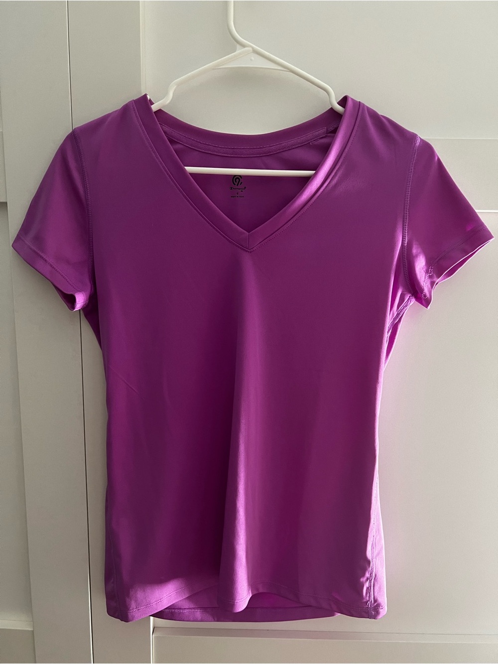 Champion Women's Purple V-Neck Short Sleeve Tee